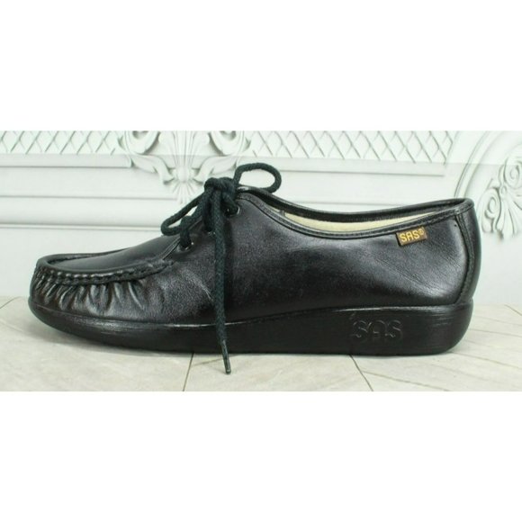 SAS Shoes - SAS Black Leather Slip On Moccasins Loafer Ankle Shoes Size 8 Narrow